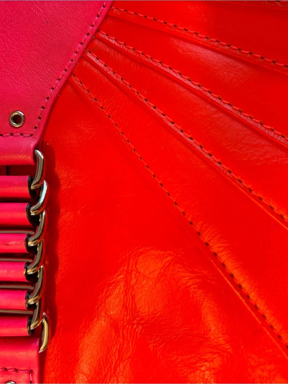 Rebecca Minkoff Park Avenue Two-Tone Leather Clutch -  Hot Pink & Coral
